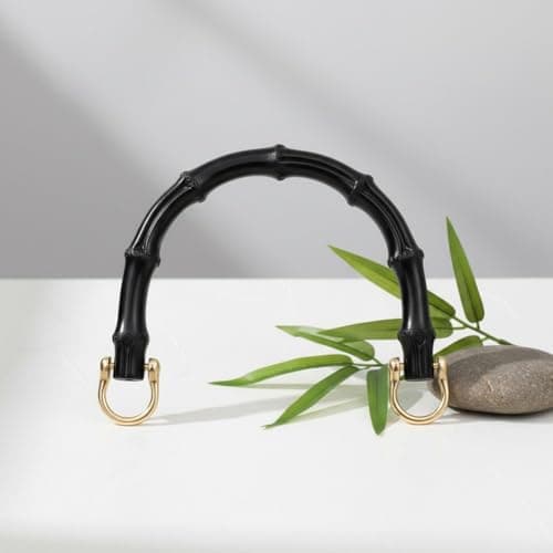 Brxmpn 2pcs Bamboo Joint Shaped Bag Handles with Metal Buckle U-shaped Purse Handles Handbag Handles for Tote Bag Making Decoration — view 2
