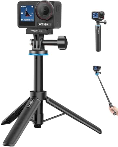 20"/51cm Mini Selfie Stick Tripod for DJI Osmo Action 5 Pro/4/3, Pocket 4/3, All GoPro, AKASO EK7000 & Other Action Cameras, 2-in-1 Desk Tripod Stand w Magnetic Quick-Release Adapter Mount