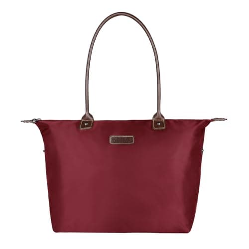 NOTAG Tote Bag, Stylish Waterproof Nylon Tote Handbag Ladies Tote Shopping Bag for Travel Beach (Wine Red)