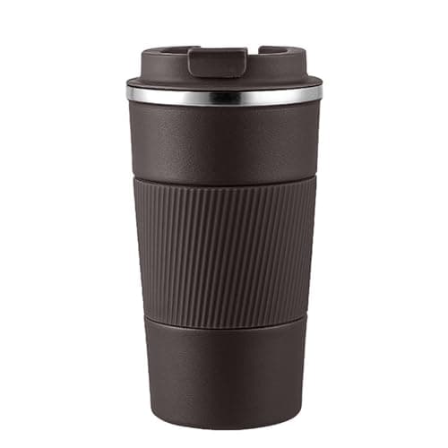 KANGSIT Travel Mugs, Insulated Coffee Cup with Leakproof Lid - Travel Mug Vacuum Stainless Steel Double Walled Mug for Hot and Cold Coffee Water and Tea - 380ml (Brown)
