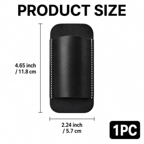 HOQBFSN Genuine Cowhide Leather Multitool Sheath Horizontal EDC Belt Pouch Compact Tool Holster Pocket Organizer with Belt Clip for Men Black — view 2