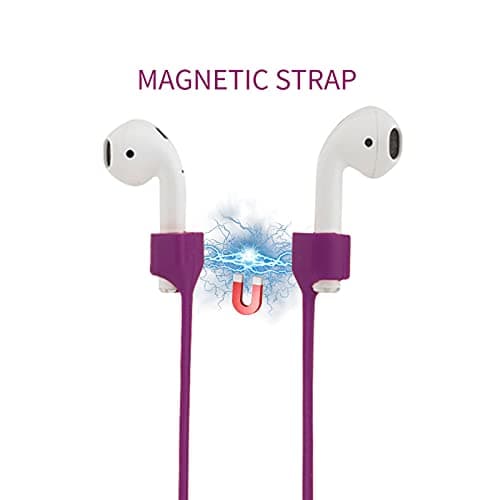 Magnetic Anti-Lost Straps for AirPods, Soft Silicone Sports Lanyard, Neck Rope Cord -(3-Pack) Wireless Headphones Anti-Lost Rope (Wine red / White / Light Purple) — view 2