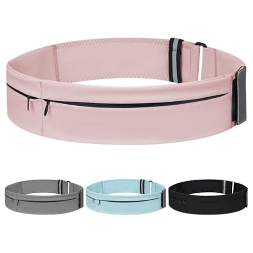 Running Belt for Women and Men Lightweight Running Waist Belt with Water Bottle Pocket, Multi-Pocket Phone Holder Running Pouch (1, Pink, Large-31.5" - 45.3")