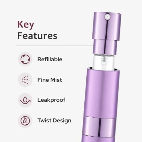 Toureal Travel Perfume Atomiser Refillable, 8ml Atomiser Spray Bottle,Purp — view 5