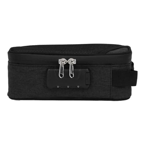 Odor Resistant Storage Bag, Code Lock Design Odor Resistant Suitcase Container Lightweight Multifunctional Easy to Use for Travel (Black)