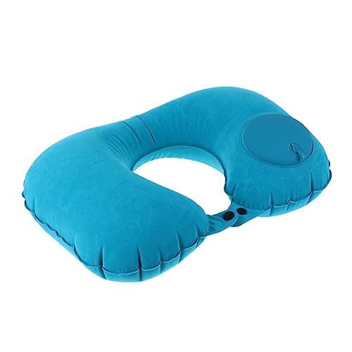 VOSAREA Inflatable U-shaped Neck Cushion Travel Pillow Neck Support and Eye Mask, Soft Auto-inflating Rest Pillow Set for Comfortable Sleep and Relaxation, Blue 4pcs Travel Comfort Kit