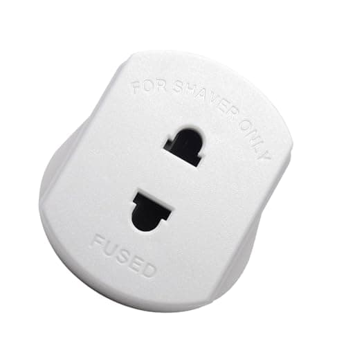 Shaver Plug Adaptor 2 Pin to 3 Pin UK, EU to UK Plug Adapter for Electric Toothbrush, Shaver, Epilator, CE Certified 1A Fuse, White