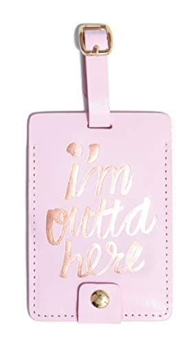 Ban.do Getaway Suitcase Tag for Travel, Durable Vegan Leather Luggage Identifier (I'm Outta Here)