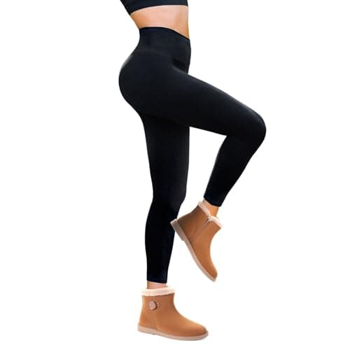Walifrey Fleece Lined Leggings Women, High Waisted Thermal Leggings Women Black LXL