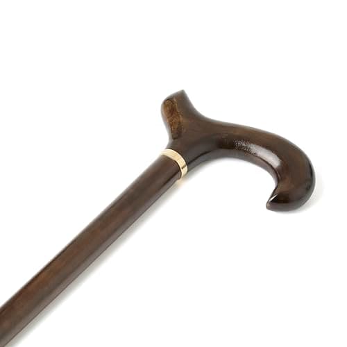 Woodland Wooden Derby Cane Lightweight Walking Stick for Men Women, Brown — view 3