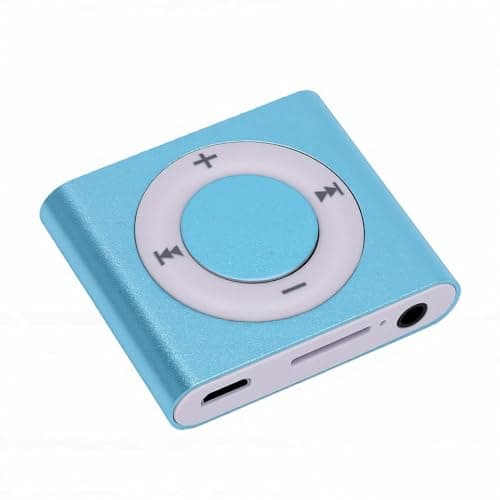 Ejoyous MP3 Player Aluminum Alloy Music Player with Built in Speaker 64GB Card Support 18H Playback HiFi Sound 3.5mm Earphones for Students Running Travel (Light Blue)