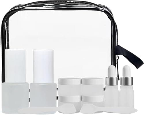 Skincare Glass Travel Bottles with Label, Travel Bottles for Toiletries 9Pack,Leak-Proof,TSA-Approved Toiletry Bag,Small Travel Containers,Mini Travel Size Toiletries Bottles