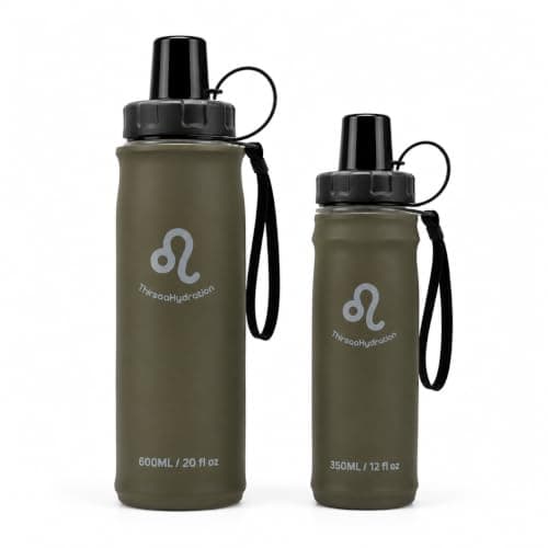 Thirsaa Collapsible Soft Flask Water Bottle, BPA FREE Hydration Bottle with Roll Up Design for Running, Hiking, Cycling or Travelling (1, 600, Millilitres, Charcoal) — view 5
