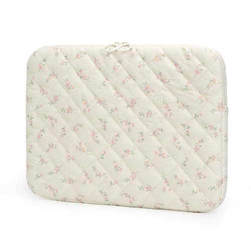Puffy Laptop Sleeve 13 Inch Cute Floral Laptop Case Soft Quilted Computer Sleeve Protective Cover for MacBook, iPad, Notebook, Chromebook