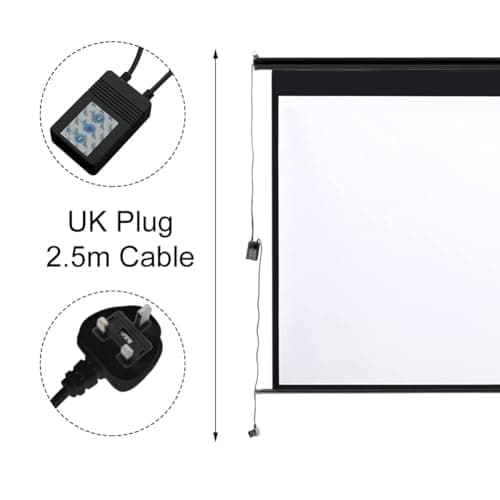 INMOZATA Electric Projector Screen 72 inch/159x89cm Motorised Projector Screen with Remote Control 16:9 Ratio Movie Screen for for Home Theater Cinema Office Video Game Outdoor Indoor-Black — view 3