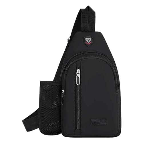 Small Bag With Water Bottle Holder For Woman And Man Backpack for Teen Boys with Charger (Black, One Size)