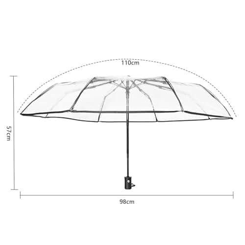 Wisebom Transparent Automatic Folding Clear Tri-fold 8 Ribs Compact Travel Umbrella - Rainproof, Windproof, See Through for Wedding Photography — view 3