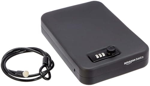 Amazon Basics Portable Security Lock Box Safe with Combination Lock for Documents and Jewelry, XL, Black
