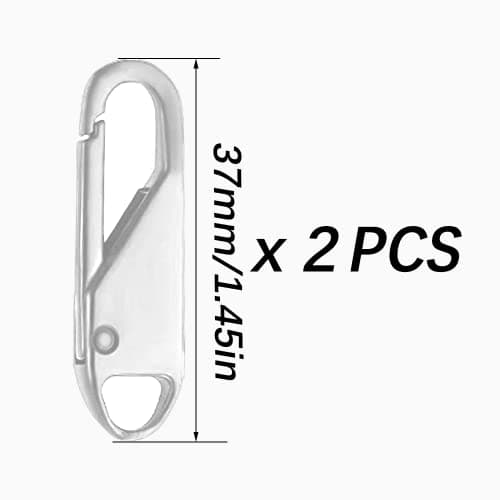 2 Pcs Zipper Pulls Replacement, Universal Zipper Tab Pullers, Repair Kit for Luggage, Handbags, Jacket, DIY Crafts (Silver, 37x10x3.7mm) — view 2