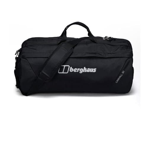 Berghaus Unisex Carry All Mule Holdall 50L Duffel Bag | Compact and Lightweight | Detachable Shoulder Stap Travel Holdall, Black/Black, One Size