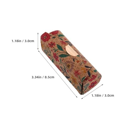 DEARMAMY Lipstick Case with Mirror Cork Lipstick Holder for Purse Portable Mini Organizer Floral Makeup Storage Box for Handbag Scratch Resistant Travel Accessory — view 2