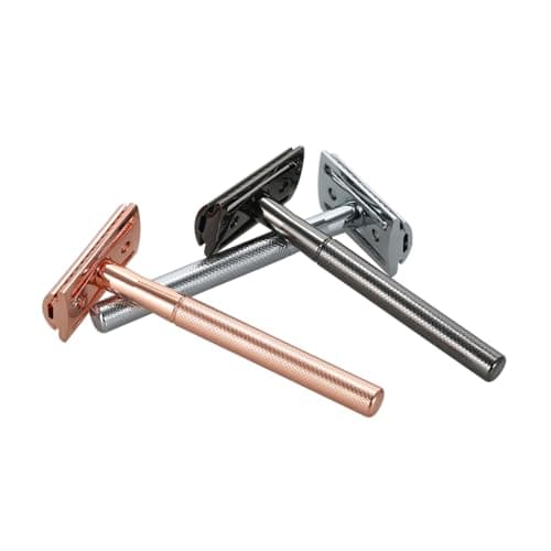 Jiawu Safety, Stainless Steel Rust-Resistant Double Beard, Shaving Tool with Ergonomic Anti-Slip Handle for Home Travel Hotel Use (Rose Gold) — view 4