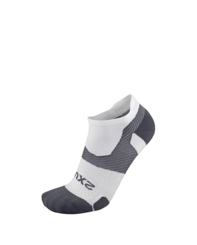 2XU Unisex's Vectr Light Cushion No Show Socks, White/Grey, M