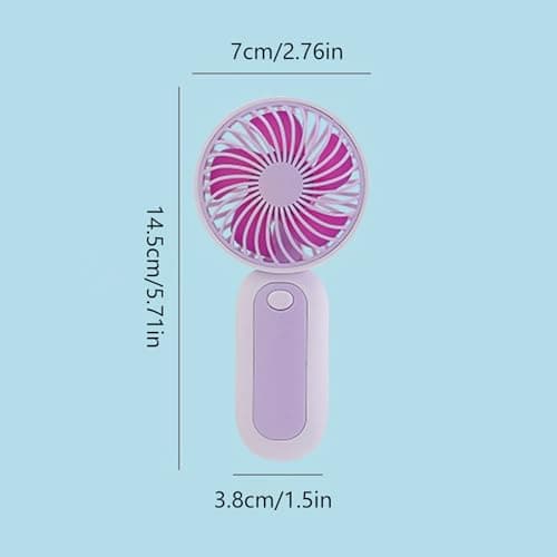 alloneslife Cooling Fan, Portable, Runs on 3A Batteries for Study, Purple — view 3