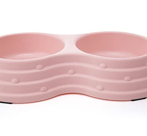 Double Dog Bowls,Removable Stainless Steel Pet Double Bowls (Small, Pink) — view 5