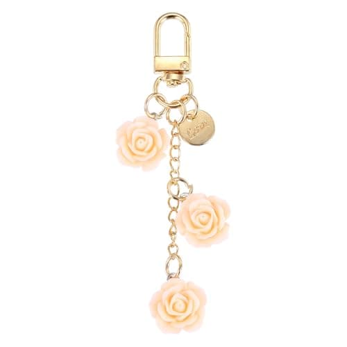 sourcing map Flower Charm Keychain Cute Resin Rose Gold with Jewelry Box