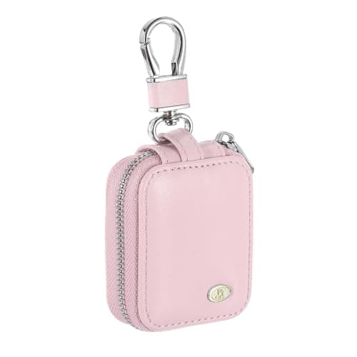 sourcing map Earbuds Cases, Earphone Case Holder, PU Leather Ear Buds Case Zipper Organizer Small with Mesh Pocket for USB Cable, Wireless Wired Earphones, Pink