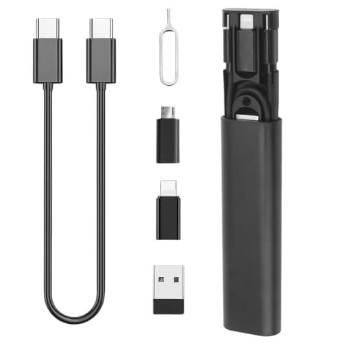 Multi USB Charging Adapter Cable Kit, 2-in-1 USB-C to USB-A Conversion Set, Includes USB-C /8-Pin Connector/ Micro USB Adapters, 60W Fast Charging Travel & Office Essential for Android and iOS Devices