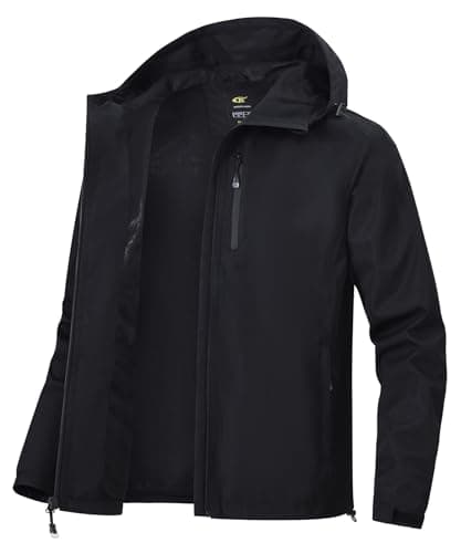 Huayuzh Mens Waterproof Jacket Men's Outdoor Jackets Lightweight Rain Coat Packable Windproof Softshell Hiking Camping Black M — view 2
