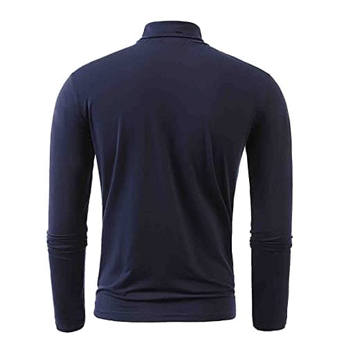 Mens Slim Fit Turtleneck Long Sleeve Base Layer Shirt Soft Stretch High Neck Undershirt Lightweight Thermal Top Plain Basic Tee Casual Smart Pullover for Autumn and Winter 2025 (Navy, XL) — view 3
