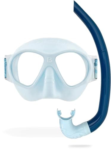 CRESSI since 1946 - Nautilus Combo Kid - Breezy Mask Separate Polycarbonate Lenses + Mini Vibe Snorkel TPR Tube Silicone Mouthpiece Ideal Snorkeling and Surface - Agua Camo - One Size - Kid