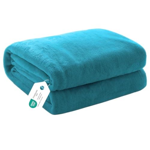 AMEHA Double Fleece Blanket for Bed Settees Cozy Throws for Sofas Warm Throws for Adults Soft Fluffy Blanket, Teal 150cm X 200 cm