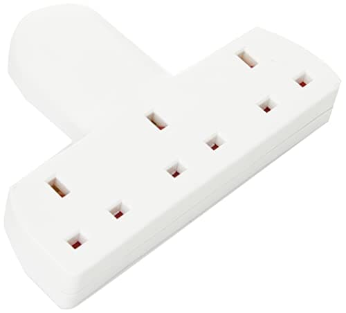 3 Way Triple Gang UK 3 Pin Multi-Socket Plug Extension Mains Adaptor British Approved 13A - White