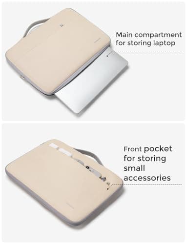 DOMISO 14 inch Laptop Case Sleeve Protective Cover Compatible with 15 inch MacBook Air M4 M3 M2,MacBook Pro,14-15 inch HP Dell ASUS Lenovo Chromebook,Waterproof Computer Cases Bag with Handle,Beige — view 4