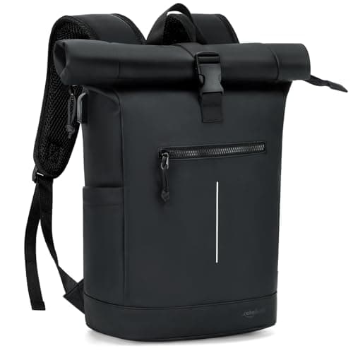 Lekeinchi Waterproof Laptop Backpack for Men and Women - Lightweight Roll Top Design for School, Travel, Business, Work, and Camping(Black)