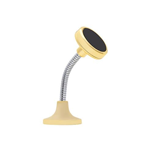 AQUARIUS Car Spring Magnetic Phone Holder, Gold 360° Rotation Dashboard Mount with 3M Adhesive Base, Universal Hands-Free Dashboard Cradle for iPhone & Android Smartphones — view 3