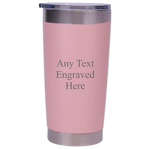 [Custom] Personalised Engraved Pink Any Message Double Wall Insulated Cup 500ml 17.5oz Hot Cold Coffee Tea Ideal for Birthday Mothers Day Christmas Wedding/Anniversary/Birthday/Retirement