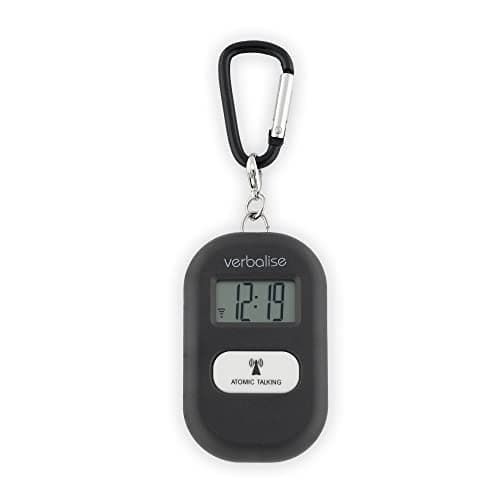 Verbalise Keychain Talking Clock Radio-Controlled, Speaks Time, Date, 8 Daily Alarms. Ideal for Visually Impaired, Blind and Elderly. 2 Year Guarantee, UKs No1 for Quality Service and Choice. VK-Black