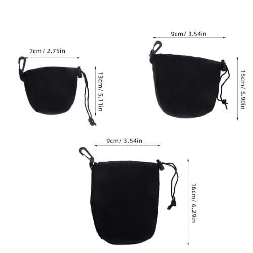 CLISPEED 3pcs Neoprene Camera Lens Case Small Medium Large Pouches Protective Drawstring Bags for Mirrorless DSLR Outdoor Use Moisture Dust Resistant — view 3