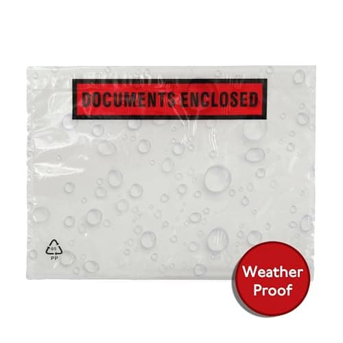 SEB Enterprises 100 x A5 Printed Document Wallets (225 x 165mm), Waterproof A5 Plastic Wallets Printed with Documents Enclosed for Invoices, Labels, Delivery Notes and Packing Lists — view 5