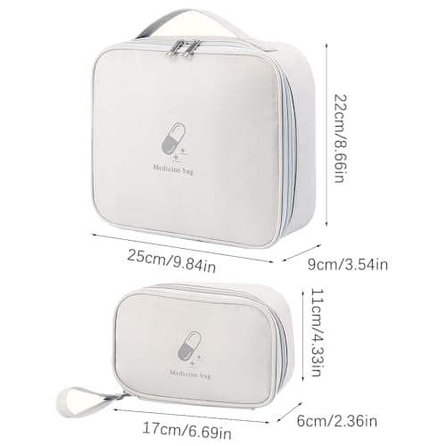 Olymajy 2 Pieces First Aid Kit Bags, Empty Medicine Bags, First Aid Bag Portable Grey Medical Medicine Bags for Outdoor Camping, Travel, Work — view 5