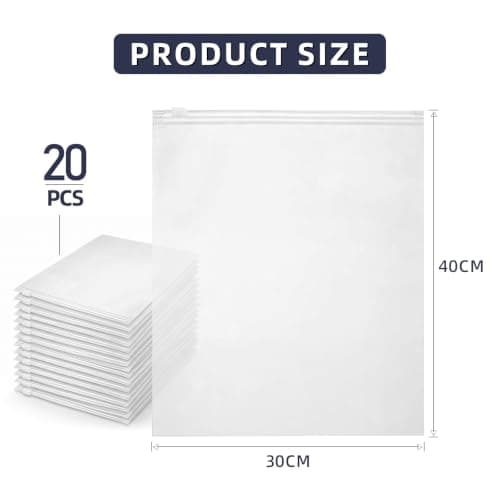 Reusable Ziplock Bags for Clothes,20 Pcs 40x30cm Plastic Large Clear Bags for Travel Waterproof Packing Bags for Clothes Shoe Cosmetics — view 2