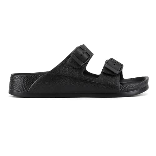 VIVASHOES Women’s Double Buckle EVA Sandals – Lightweight Waterproof Adjustable Slides with Arch Support for Summer, Beach, Pool & Daily Wear – True to Size Good for Wide Fit – Black 3 — view 6