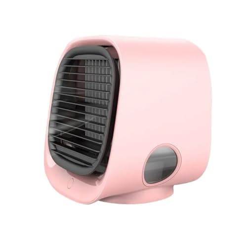 Portable Air Conditioner, Portable Air Cooler,3-Speed Mini Air Cooler Fan with 300ml Misting Tank, Quiet Desktop Aircon Unit with LED Light for Home, Office, Travel (Pink)