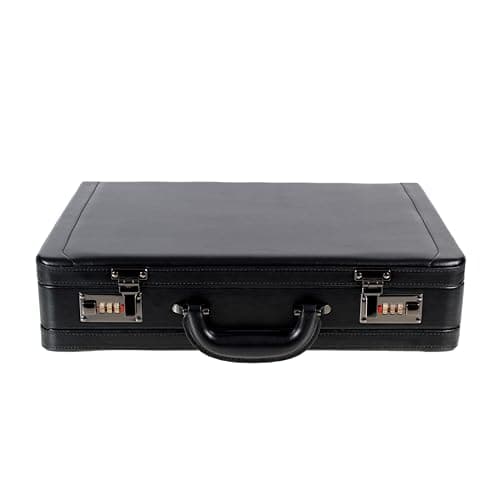 Deluxe Faux Leather Expandable Executive Attache Case Briefcase Black AR Premium (Black) — view 5