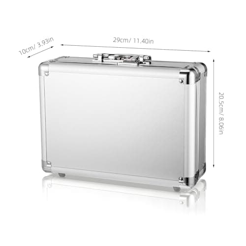UKCOCO Aluminium Alloy Hard Briefcase for Men with Collision Protection and Password Safety, Portable Tool Storage Box Suitable for Boating and Camping, Silver Handheld Organizer — view 3